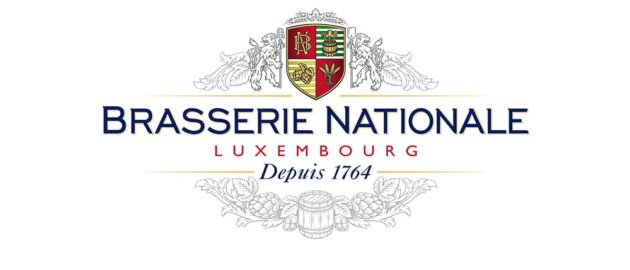 Brasserie Nationale Luxembourg logo with crest and the text 'BRASSERIE NATIONALE LUXEMBOURG' and 'Depuis 1764'.