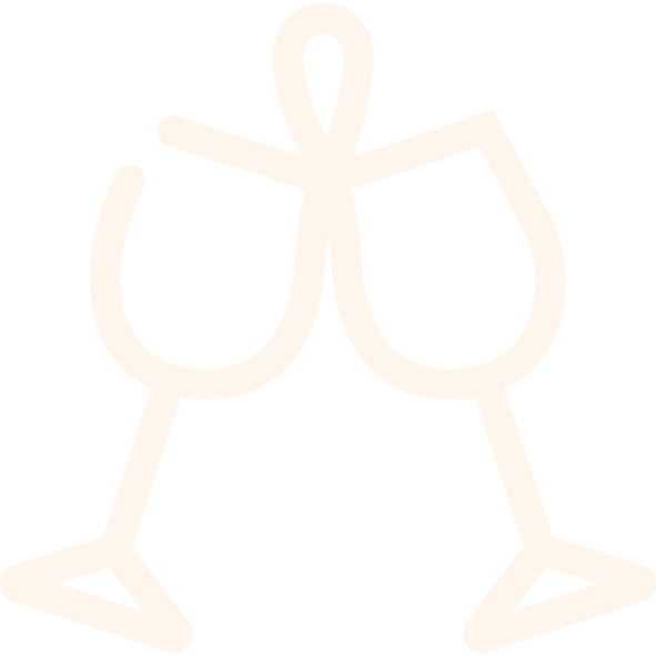Two champagne flutes clinking together in a toast (celebration icon)